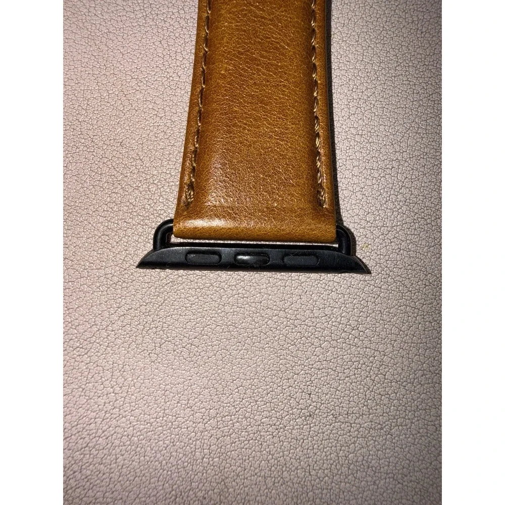Genuine Leather Apple Watch Band Brown 42mm 44mm 45mm Black‎ Buckle Strap